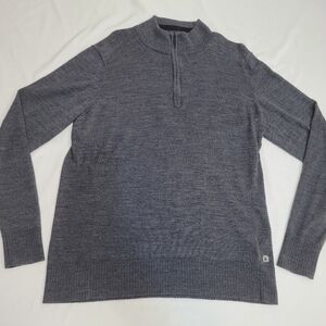 SmartWool Mens Dark Gray 1/4 Zip Sweater Size L Wool Blend Pullover Long Sleeve